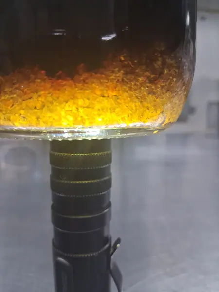 Golden cannabis extract during post-processing