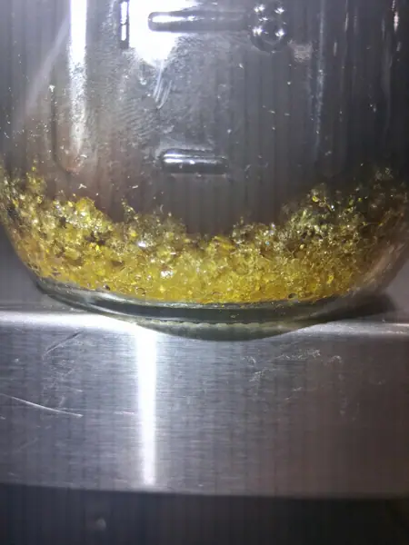Golden cannabis extract during post-processing
